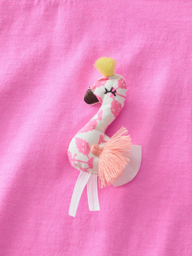 Pink/Orange Flamingo Character 100% Cotton T-Shirt and Skirt Set (3mths-7yrs) - Image 8 of 9