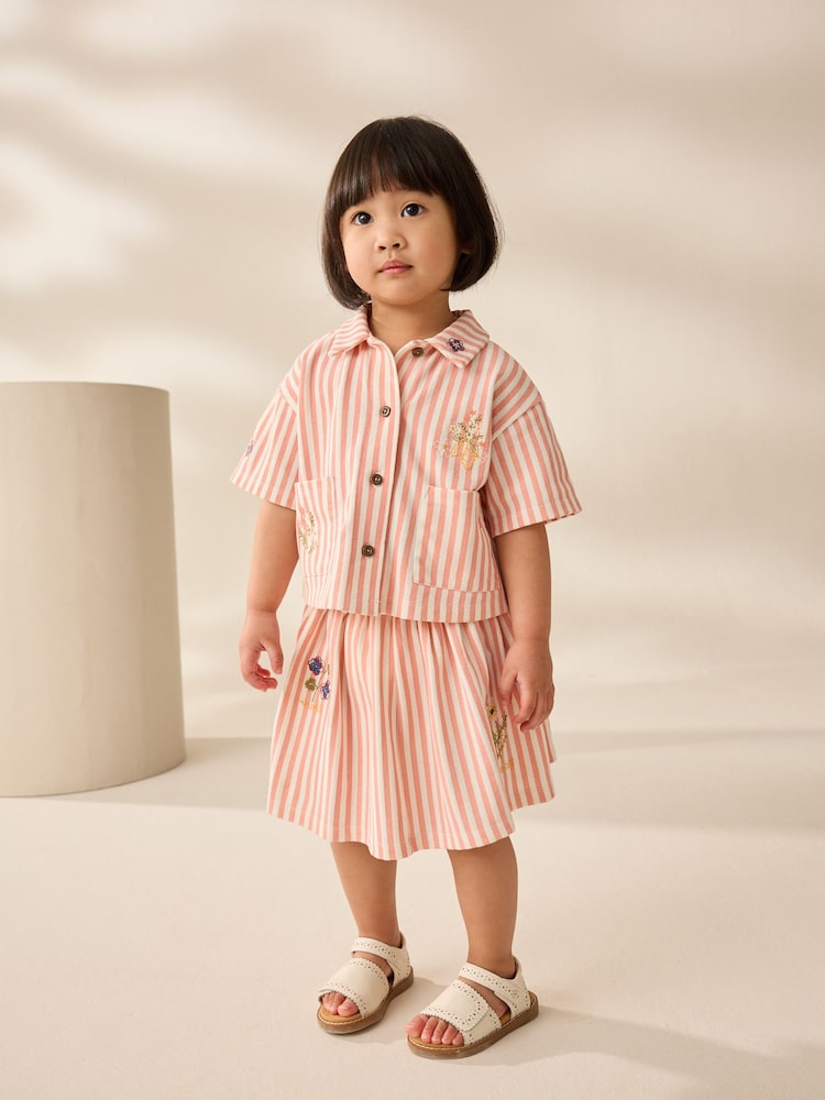 Pink/Yellow 100% Cotton Top and Skirt Set (3mths-7yrs) - Image 2 of 12
