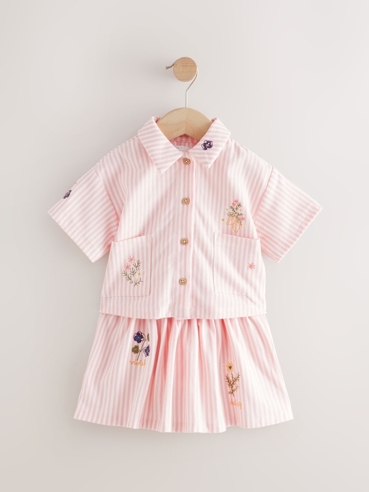 Pink/Yellow 100% Cotton Top and Skirt Set (3mths-7yrs) - Image 6 of 12