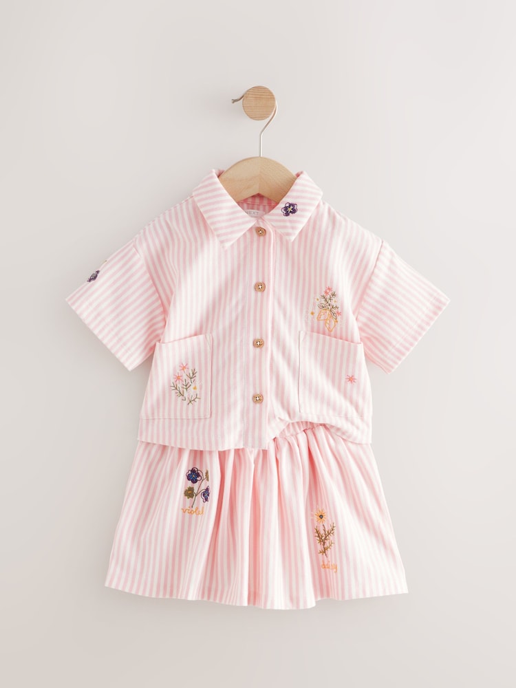 Pink/Yellow 100% Cotton Top and Skirt Set (3mths-7yrs) - Image 7 of 12