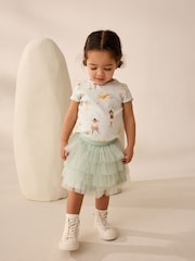 Aqua Blue Girls Ribbed T-Shirt & Tutu Skirt (3mths-7yrs) - Image 1 of 9
