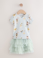 Aqua Blue Girls Ribbed T-Shirt & Tutu Skirt (3mths-7yrs) - Image 5 of 9