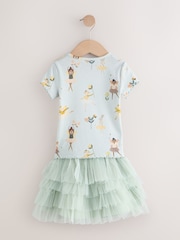 Aqua Blue Girls Ribbed T-Shirt & Tutu Skirt (3mths-7yrs) - Image 7 of 9