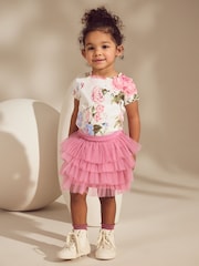 Pink Floral Ribbed T-Shirt & Tutu Skirt (3mths-7yrs) - Image 1 of 7
