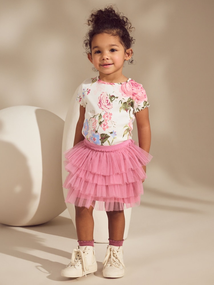 Rosa geblümt - Geripptes T-Shirt und Tutu-Rock (3M.–7J.) - Bild 1 von 7 Rosa geblümt - Geripptes T-Shirt und Tutu-Rock (3M.–7J.) - Bild 1 von 7