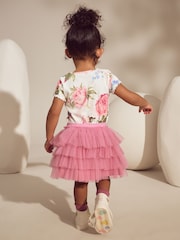 Pink Floral Ribbed T-Shirt & Tutu Skirt (3mths-7yrs) - Image 2 of 7