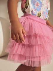 Pink Floral Ribbed T-Shirt & Tutu Skirt (3mths-7yrs) - Image 3 of 7