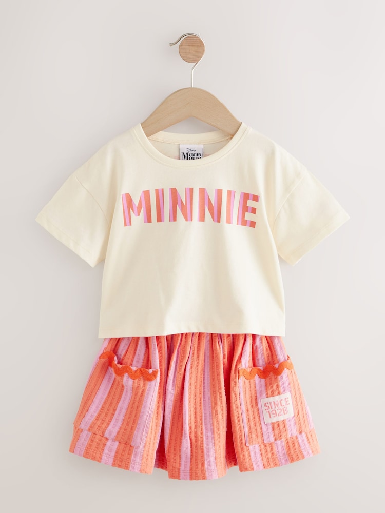 Orange/Pink Minnie Mouse Top & Skirt Set (3mths-7yrs) - Image 4 of 9