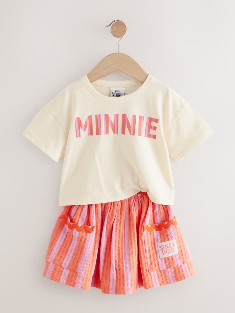 Orange/Pink Minnie Mouse Top & Skirt Set (3mths-7yrs) - Image 5 of 9