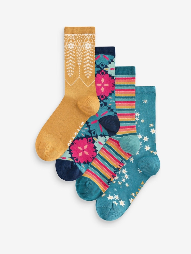 Seasalt Cornwall Blue Womens Sparkly Sailors Socks Box of 4 - Image 1 of 5 Seasalt Cornwall Blue Womens Sparkly Sailors Socks Box of 4 - Image 1 of 5