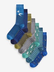 Seasalt Cornwall Blue Mens Sailor Socks Box of 7 Creatures - Image 1 of 8