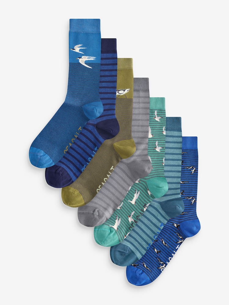 Seasalt Cornwall Blue Mens Sailor Socks Box of 7 Creatures - Image 1 of 8