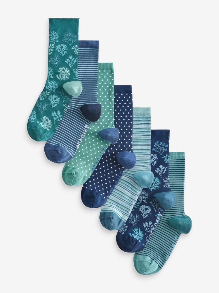 Seasalt Cornwall Womens Sailor Socks Box of 7 Blues - Imagen 1 de 9 Seasalt Cornwall Womens Sailor Socks Box of 7 Blues - Imagen 1 de 9