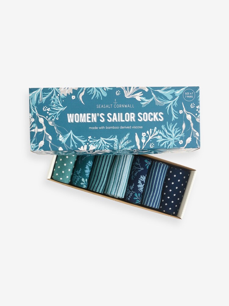 Seasalt Cornwall Womens Sailor Socks Box of 7 Blues - Imagen 9 de 9 Seasalt Cornwall Womens Sailor Socks Box of 7 Blues - Imagen 9 de 9