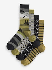 Seasalt Cornwall Mens Sailor Socks Box of 4 Greens - Изображение 1 из 5