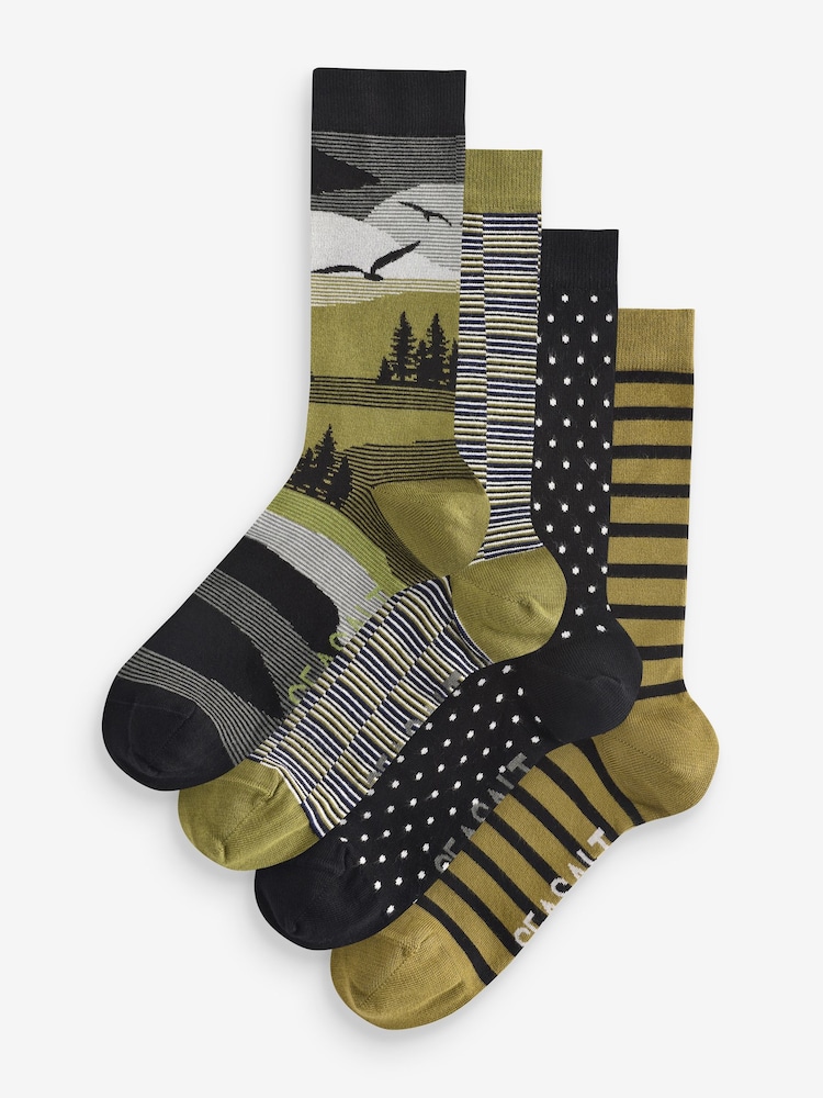 Seasalt Cornwall Mens Sailor Socks Box of 4 Greens - Изображение 1 из 5