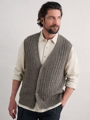 Seasalt Cornwall Natural Mens Boulder Perch Button Through Vest - Image 1 of 5