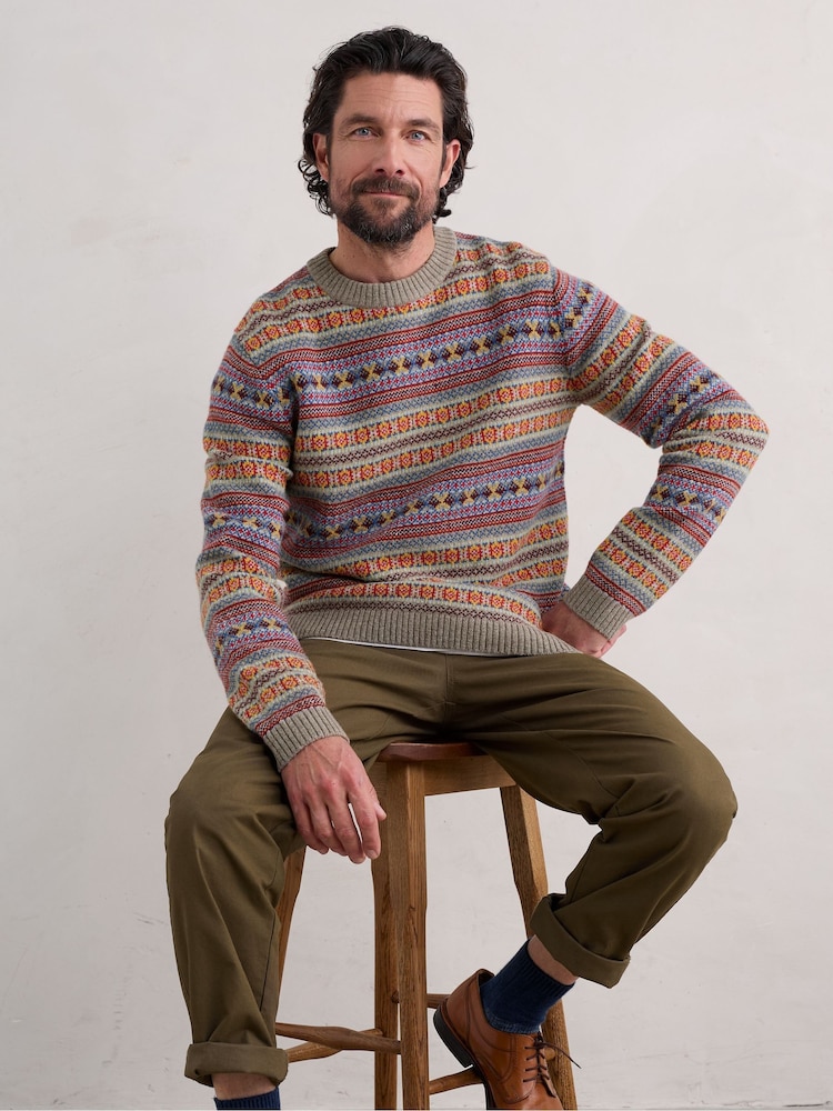 Seasalt Cornwall Orange/Blue Multi Mens Polventon Jumper - Image 1 of 5