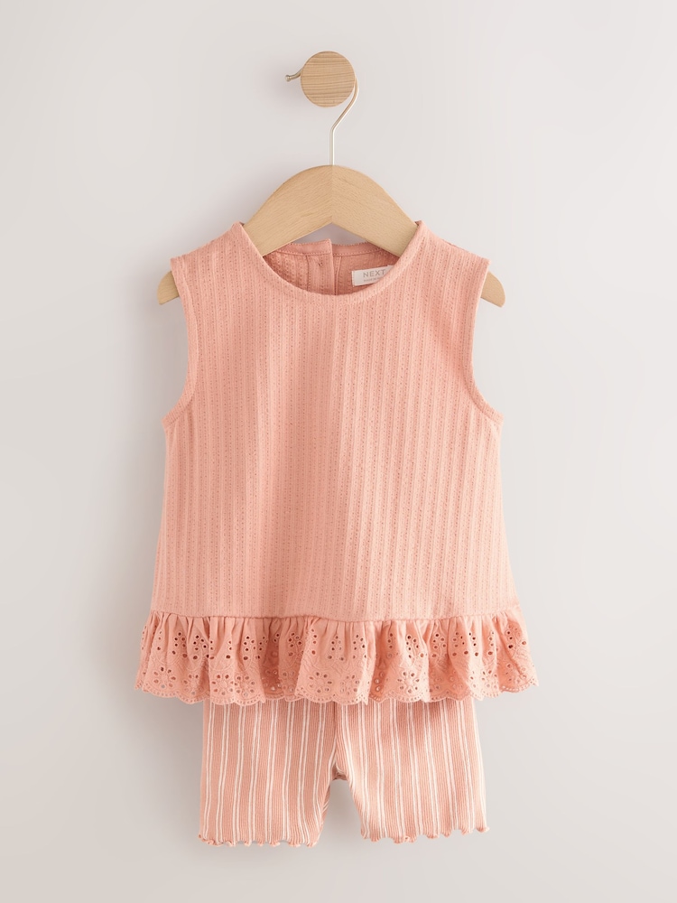 Neutral Ditsy Vest and Shorts Set 2 Pack (3mths-7yrs) - Image 3 of 4