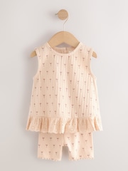 Neutral Ditsy Vest and Shorts Set 2 Pack (3mths-7yrs) - Image 5 of 7