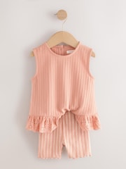 Neutral Ditsy Vest and Shorts Set 2 Pack (3mths-7yrs) - Image 9 of 13