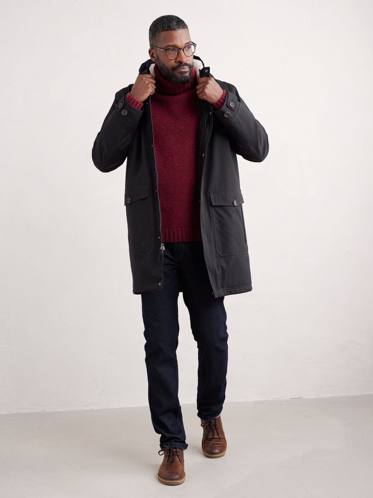 Seasalt Cornwall Black Mens Tidesman Coat - Image 2 of 5 Seasalt Cornwall Black Mens Tidesman Coat - Image 2 of 5