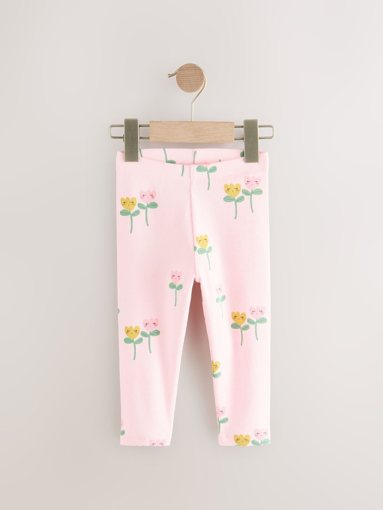 Lichtroze - Verpakking van 5 geribbelde Leggings (3mnd -7jr) - Image 3 of 9