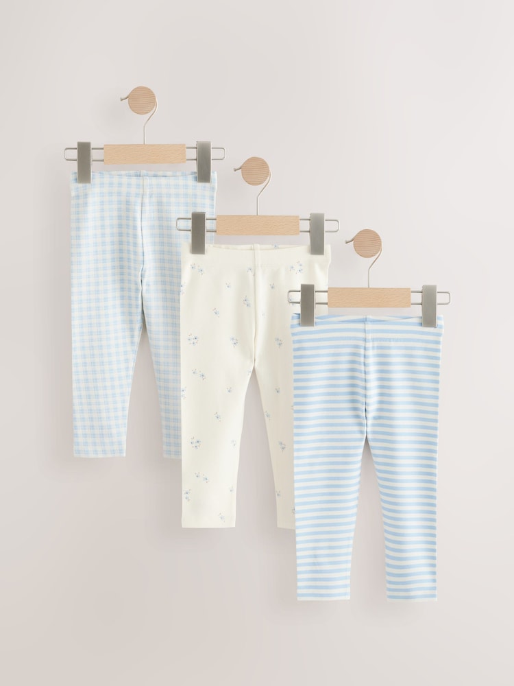Blue Ribbed Leggings 3 Pack (3mths-7yrs) - Image 1 of 7