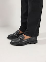 Yours Curve Black Wide Fit Snaffle Trim Leather Loafers - Image 2 of 3