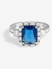 Jon Richard Silver Tone Cubic Zirconia Statement Sapphire Cocktail Ring - Image 1 of 3