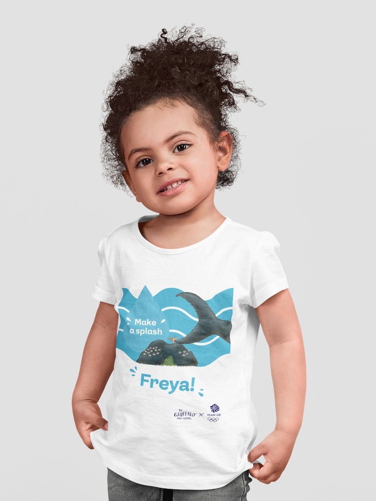 Star Editions 100% Cotton Snail and Whale Make a Splash Personalised Team GB White T-Shirt - Image 1 of 4
