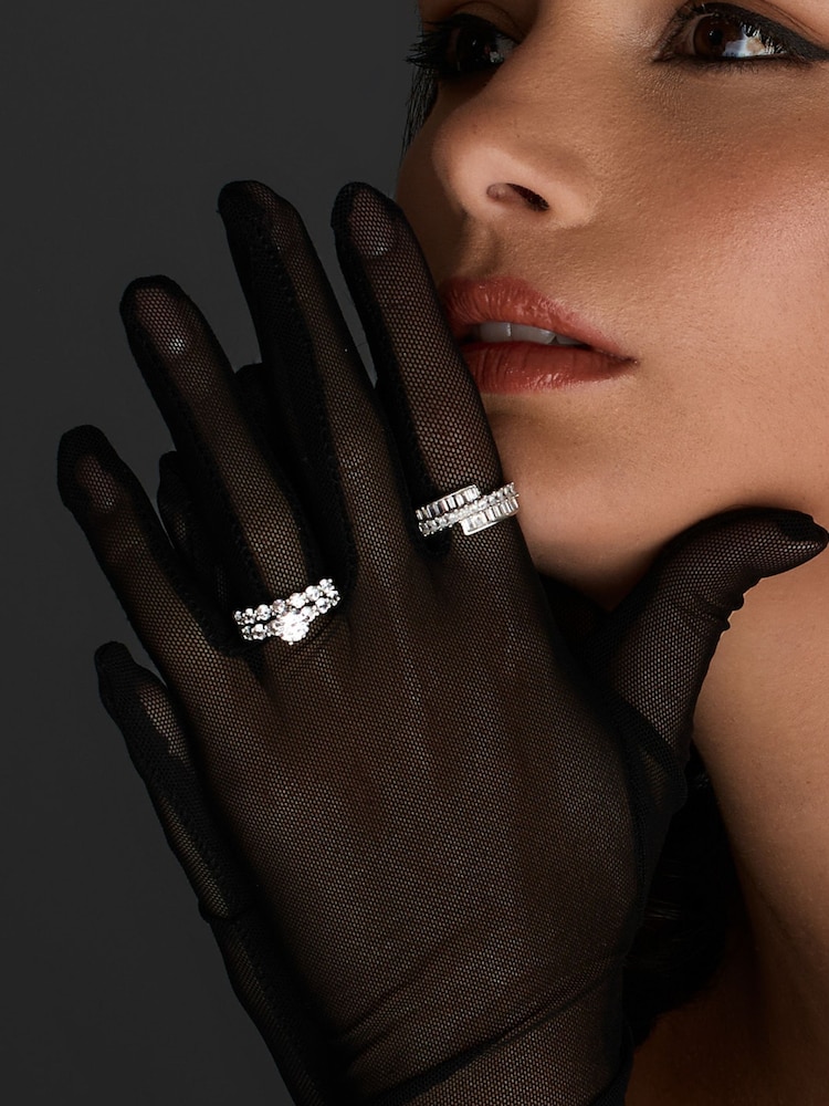 Jon Richard Silver Tone Cubic Zirconia Double Band Engagement Ring - Image 3 of 3