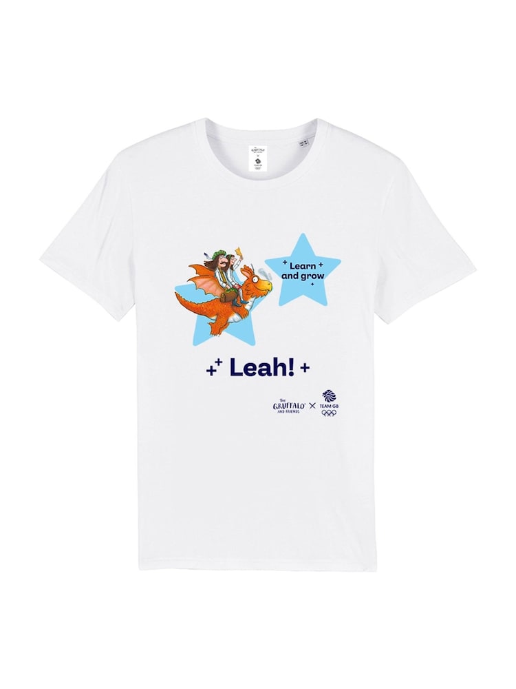 Star Editions Zog Learn and Grow 100% Cotton Personalised White T-Shirt - Team GB Edition - Image 4 of 4