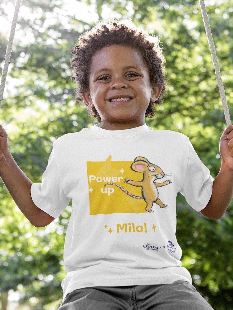 Star Editions Mouse and Power Up 100% Cotton Personalised White T-Shirt - Team GB Edition - Image 1 of 5