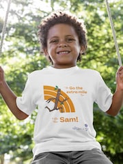 Star Editions Stick Man Go the Extra Mile 100% Cotton Personalised Team GB White T-Shirt - Image 1 of 4