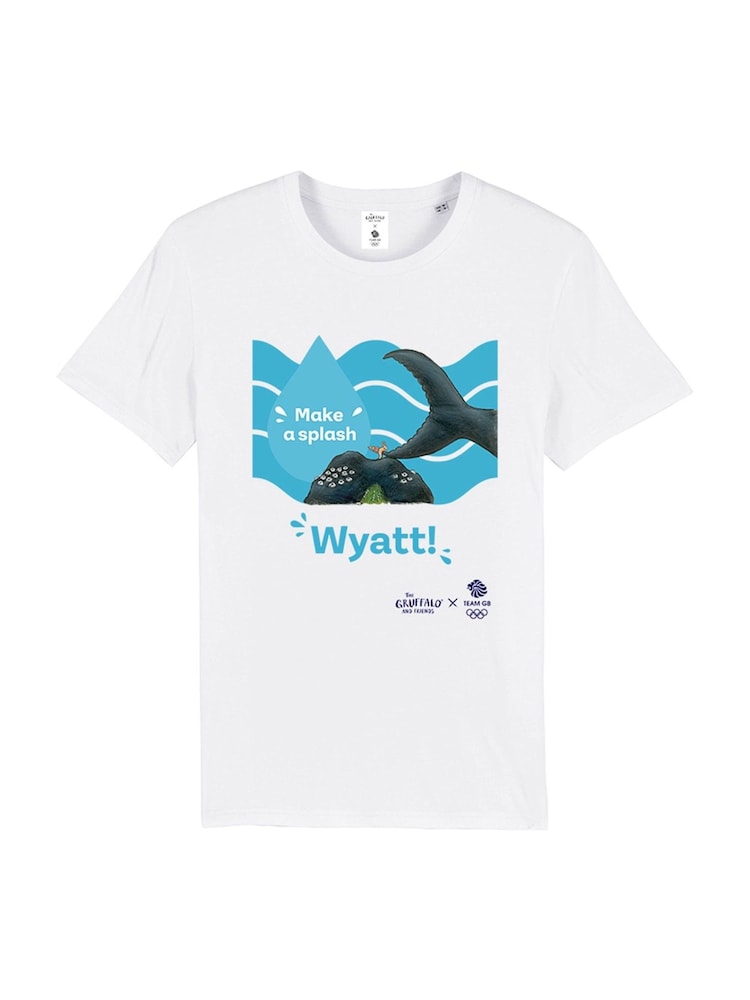 Star Editions Snail and Whale Make a Splash 100% Cotton Personalised Team GB White T-Shirt - Image 2 of 3