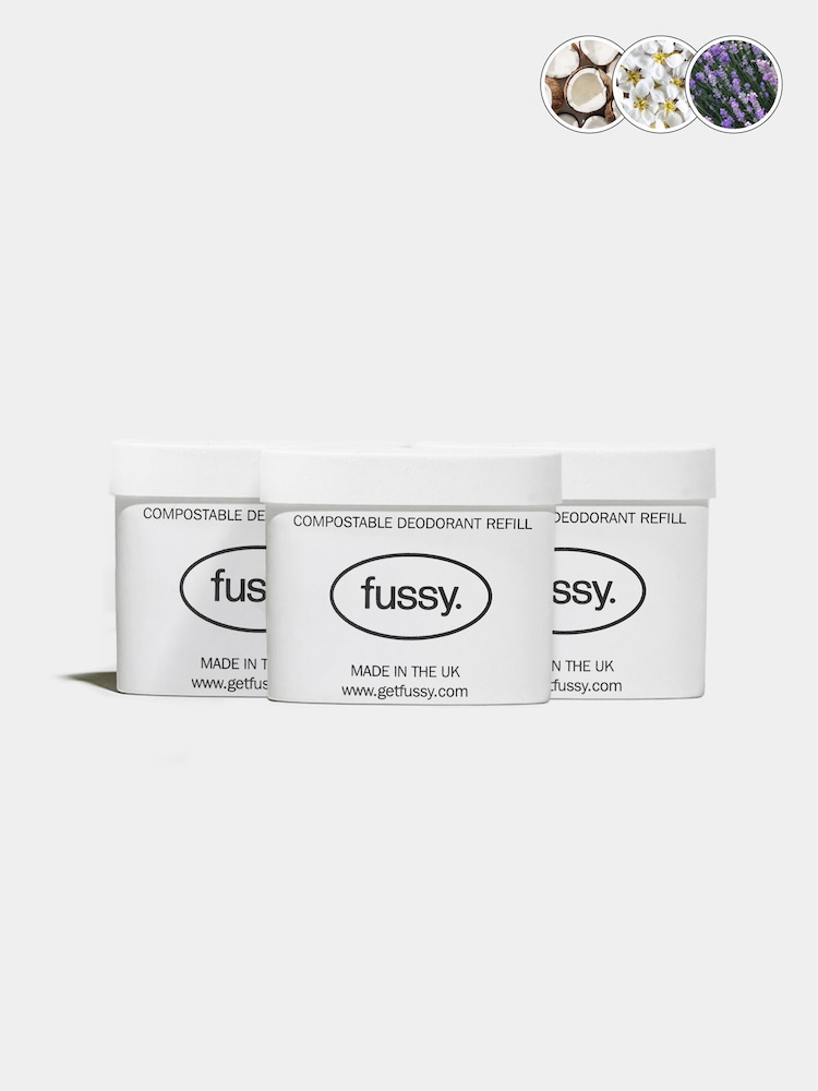 Fussy Deodorant Refill Pack: Coconut Milk, Jasmine Bloom, Lavender Fields - Image 1 of 4 Fussy Deodorant Refill Pack: Coconut Milk, Jasmine Bloom, Lavender Fields - Image 1 of 4