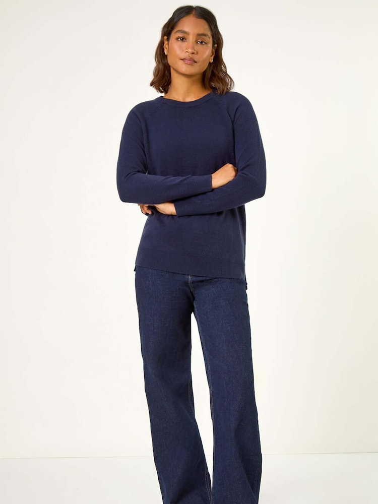 Roman Blue Plain Soft Crew Neck Jumper - Image 1 of 5