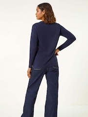 Roman Blue Plain Soft Crew Neck Jumper - Image 2 of 5