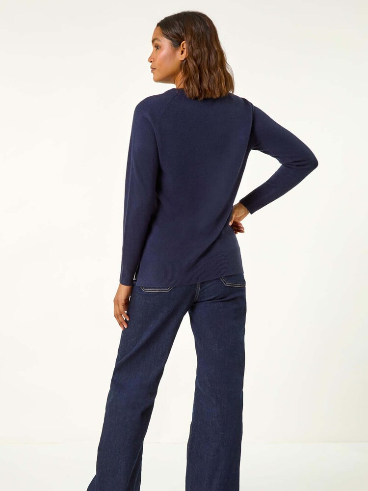 Roman Blue Plain Soft Crew Neck Jumper - Image 2 of 5