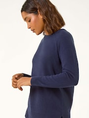 Roman Blue Plain Soft Crew Neck Jumper - Image 3 of 5
