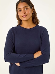 Roman Blue Plain Soft Crew Neck Jumper - Image 4 of 5