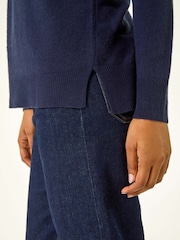 Roman Blue Plain Soft Crew Neck Jumper - Image 5 of 5