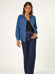Roman Blue Button Up Pocket Detail Collar Shirt - Image 3 of 6
