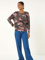 Roman Orange Banded Paisley Stretch Top - Image 3 of 5