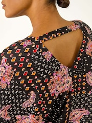 Roman Orange Banded Paisley Stretch Top - Image 5 of 5