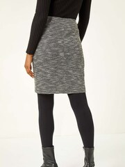 Roman Black Textured Stretch Knee Length Skirt - Image 3 of 5