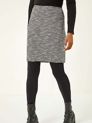 Roman Black Textured Stretch Knee Length Skirt - Image 4 of 5