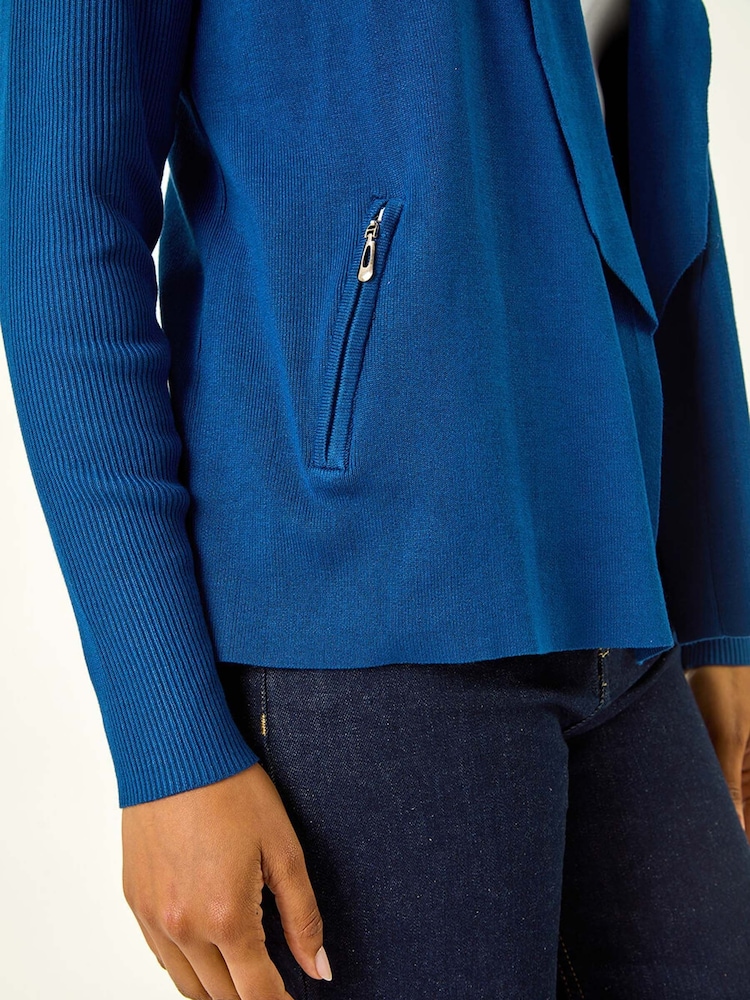 Roman Blue Zip Detail Collared Cardigan - Image 5 of 5