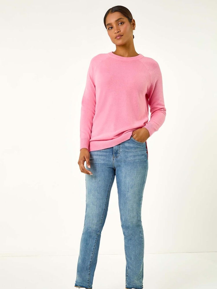 Roman Pink Plain Soft Crew Neck Jumper - Image 4 of 6